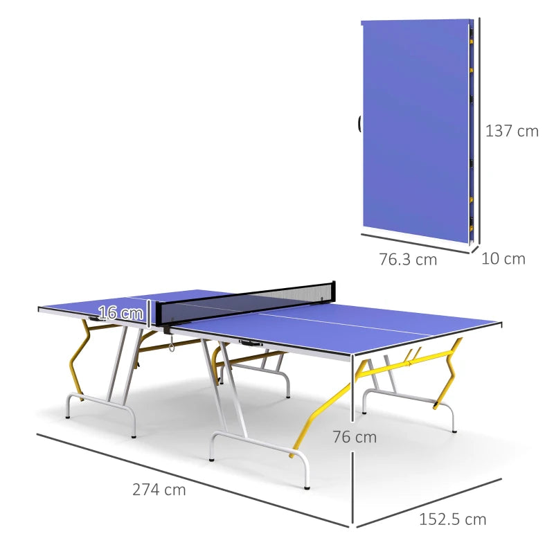 Blue 9FT Foldable Table Tennis Table – Full Kit