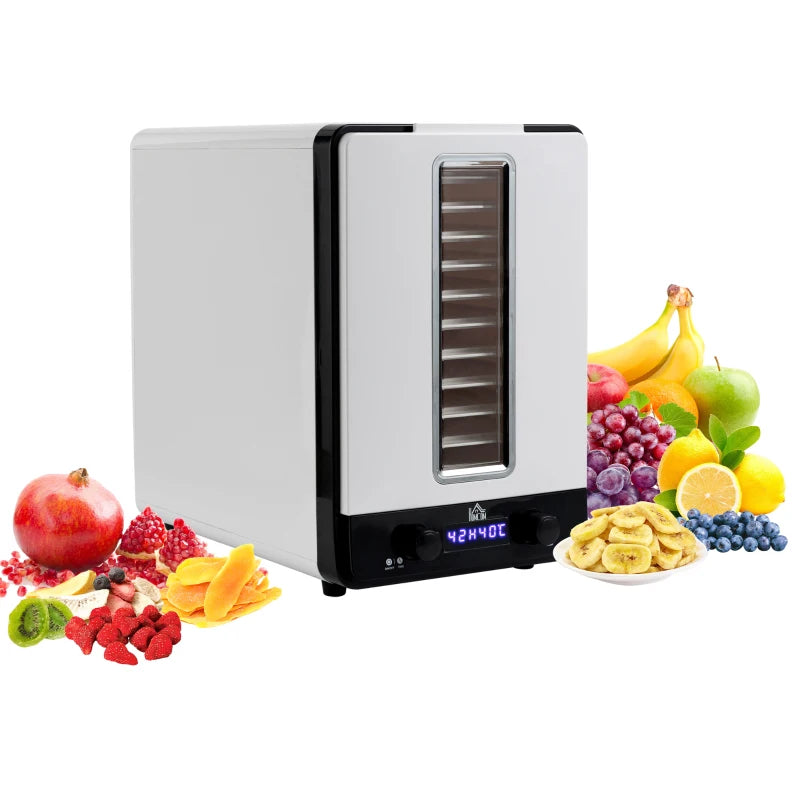 Food Dehydrator, 11 Trays, Temp 40-70℃, Timer for Precise Drying