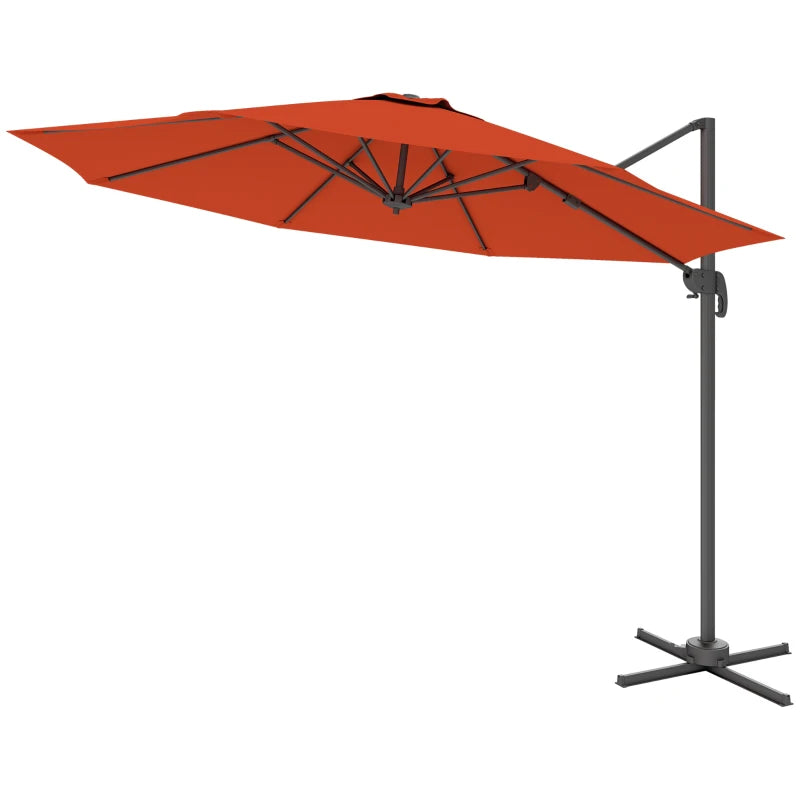 Orange Overhanging Parasol with Multi-Position Adjustable Canopy – Garden Use
