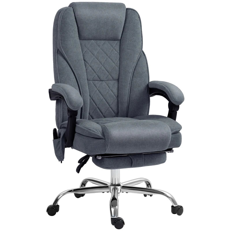 Heated Reclining Office Chair with Massage & Footrest – Dark Grey
