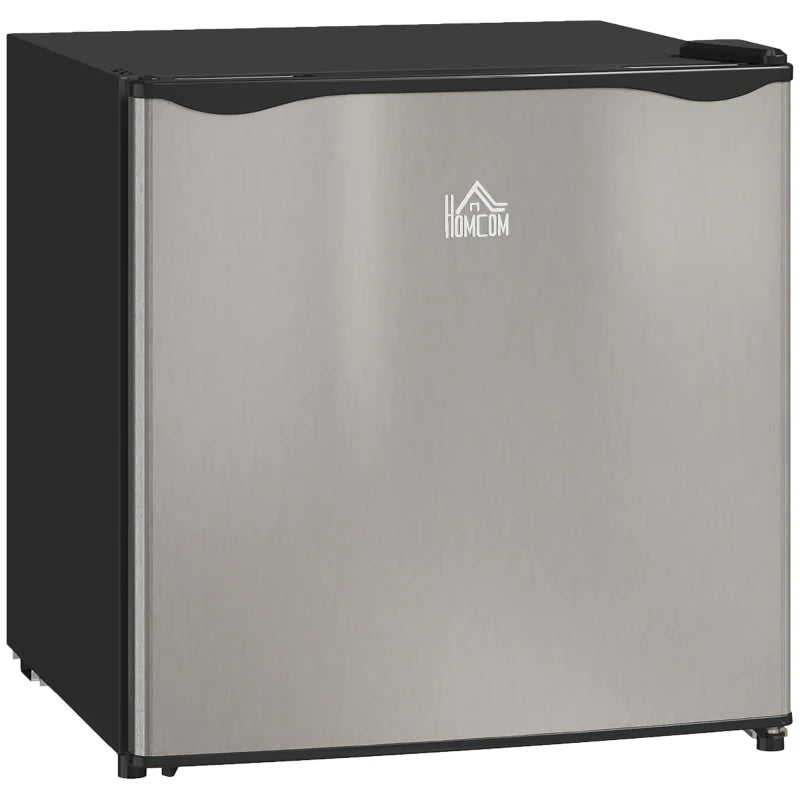 46L Compact Mini Fridge with Ice Box, Reversible Door – Silver Tone