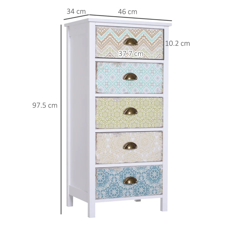 5-Drawer Storage Chest, Bedside Cabinet for Home Organizer Unit