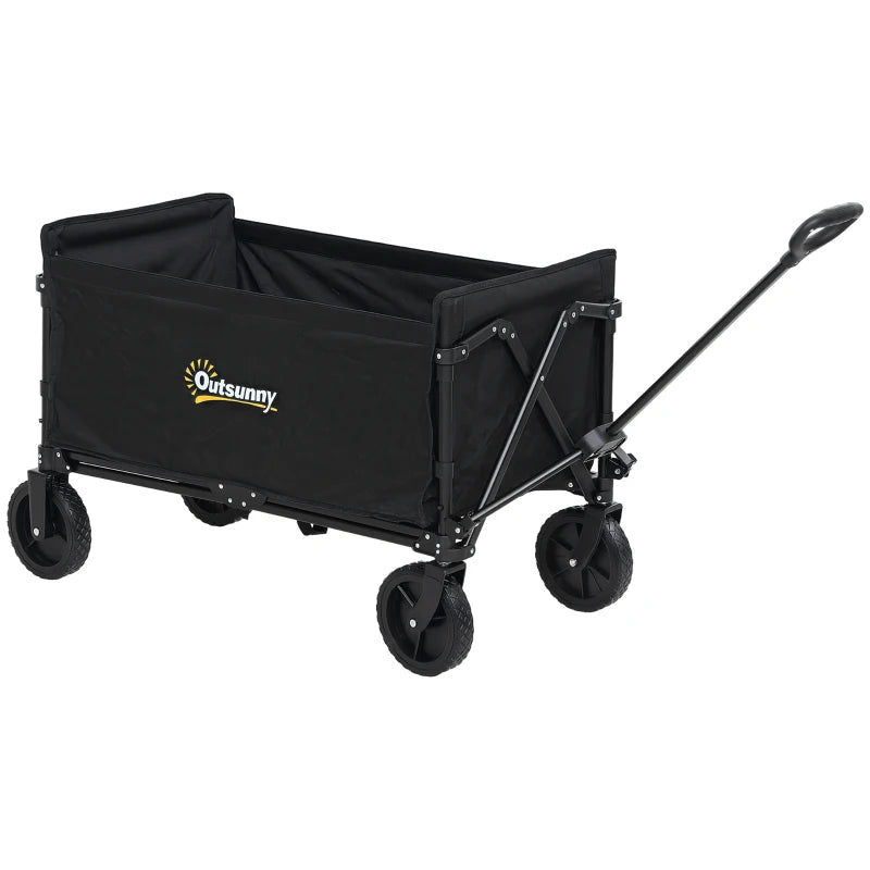 Heavy Duty 120L Folding Festival Trolley with Adjustable Handle and Rugged Wheels – Black
