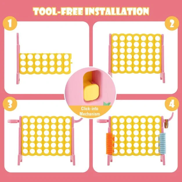 Upgraded 4-to-Score Game with Hoop & Ring for Family Fun, Kids & Adults