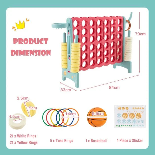 Upgraded 4-to-Score Game with Hoop & Ring for Family Fun, Kids & Adults