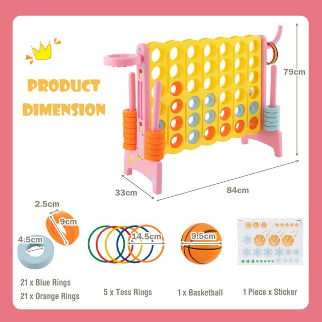 Upgraded 4-to-Score Game with Hoop & Ring for Family Fun, Kids & Adults