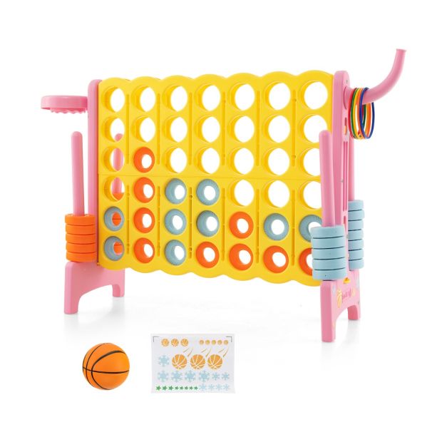 Upgraded 4-to-Score Game with Hoop & Ring for Family Fun, Kids & Adults