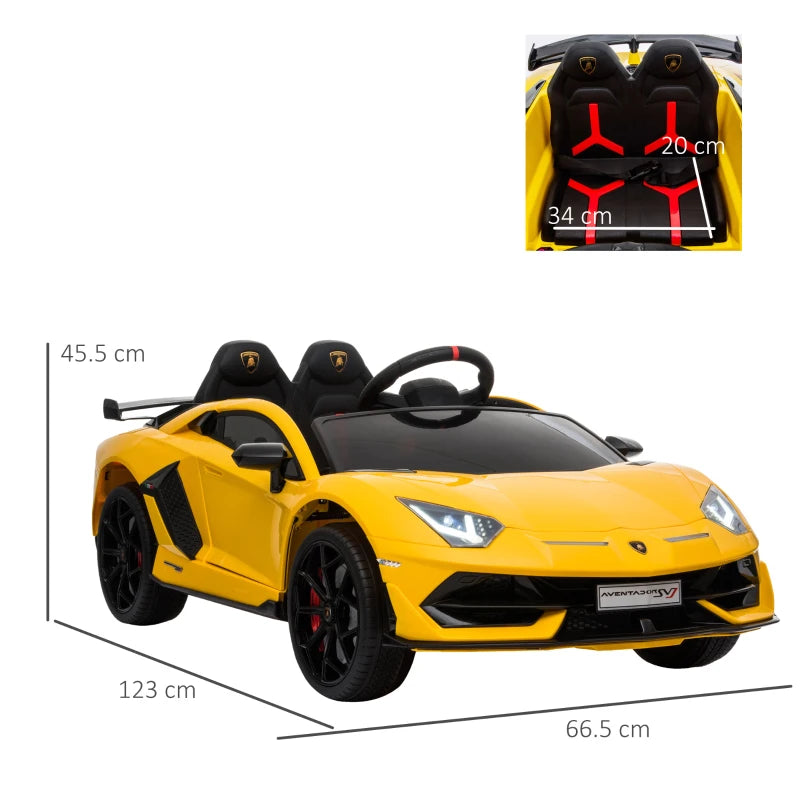 Licensed 12V Lamborghini Aventador Kids Electric Ride-On Car with Remote & Lights - Yellow