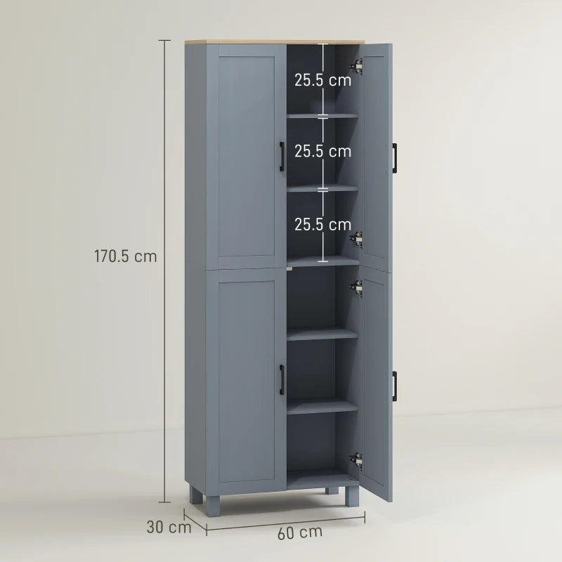 Modern Kitchen Pantry Cabinet, 4-Door with Adjustable Shelves