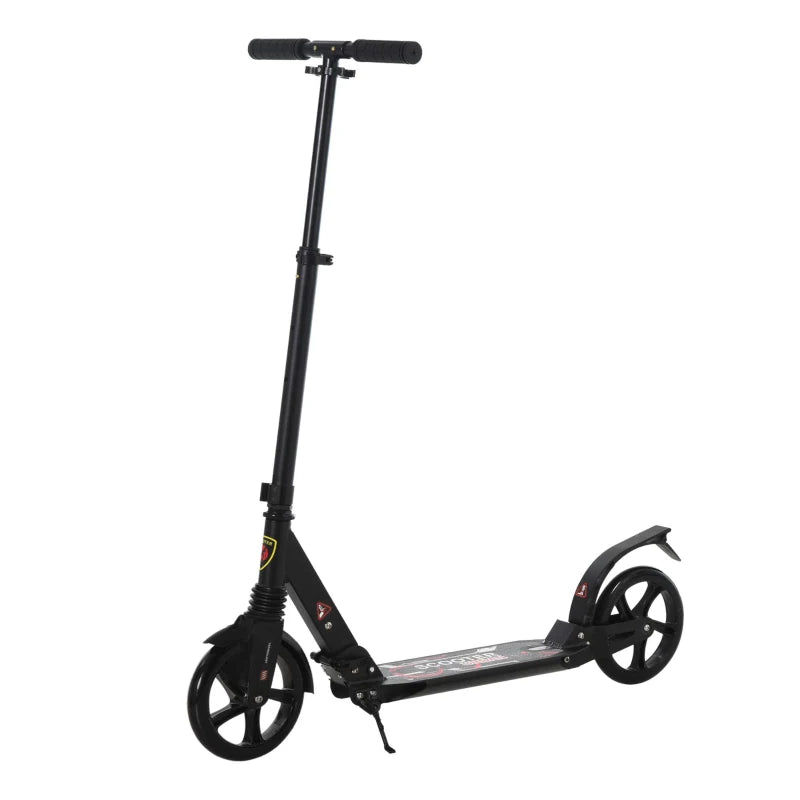 Black Folding Kick Scooter with Large Wheels & Shock Absorbers