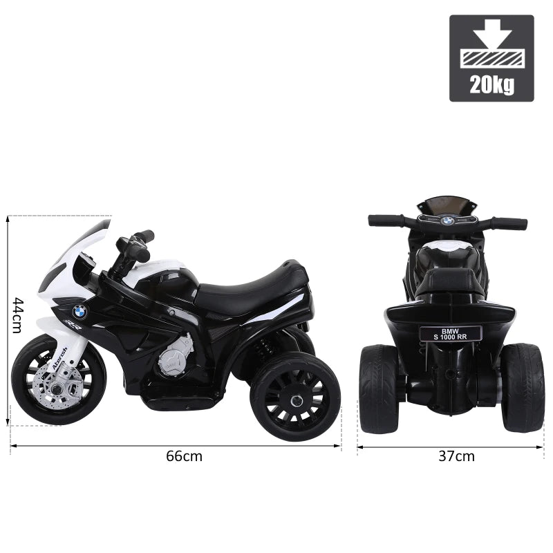 Kids Electric Ride-On Motorbike with Headlights and Music, 6V – Black BMW Style