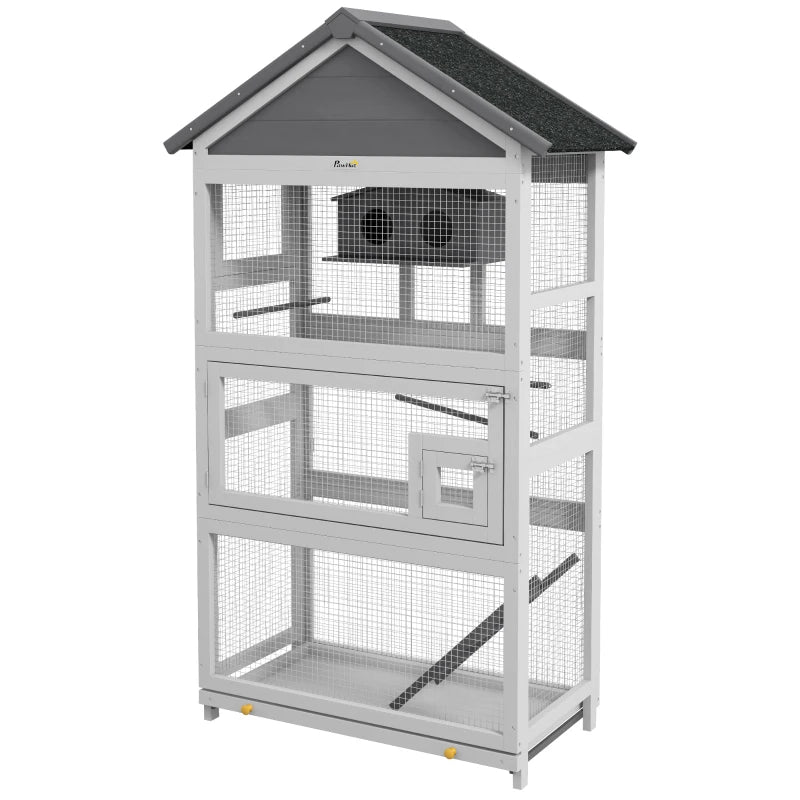 Wooden Bird Cage for Finches & Parakeets – Grey