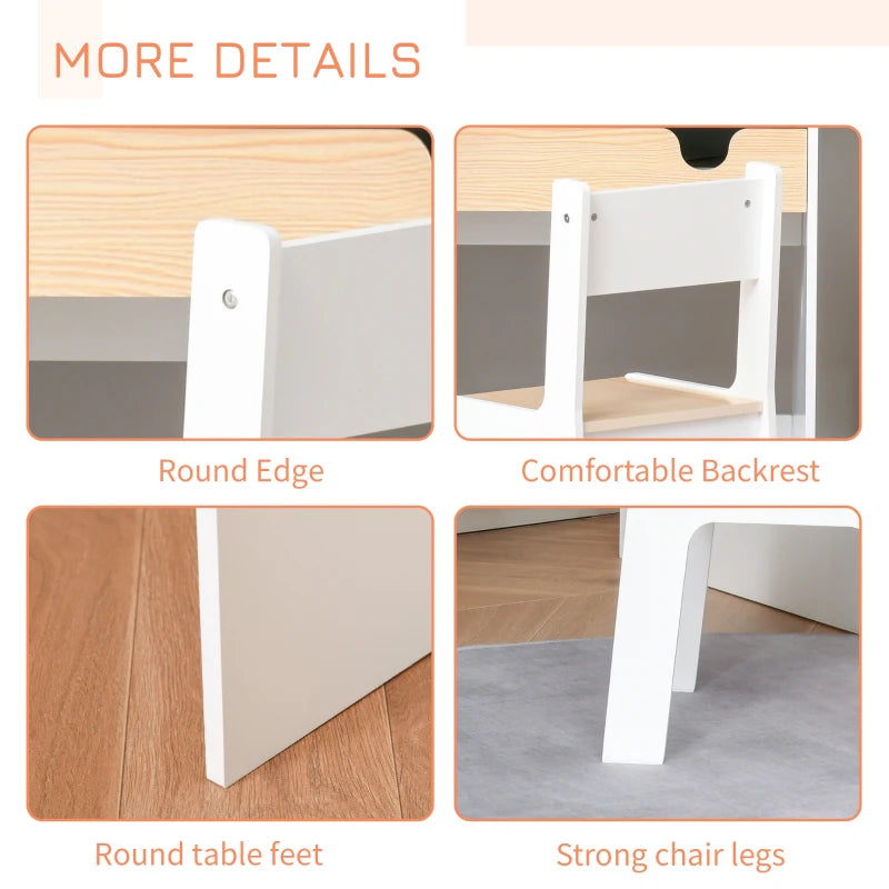 Kids Study Desk Set with Chair, Drawer & Bookshelf, for 3 to 6 Year Olds