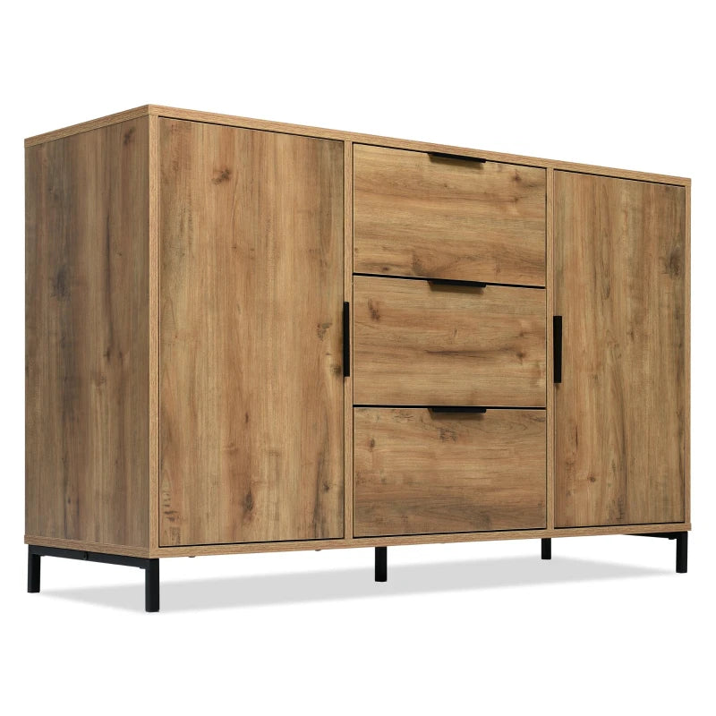 Dark Oak Sideboard Cabinet – 2 Doors, 3 Drawers & Adjustable Shelf, 120cm