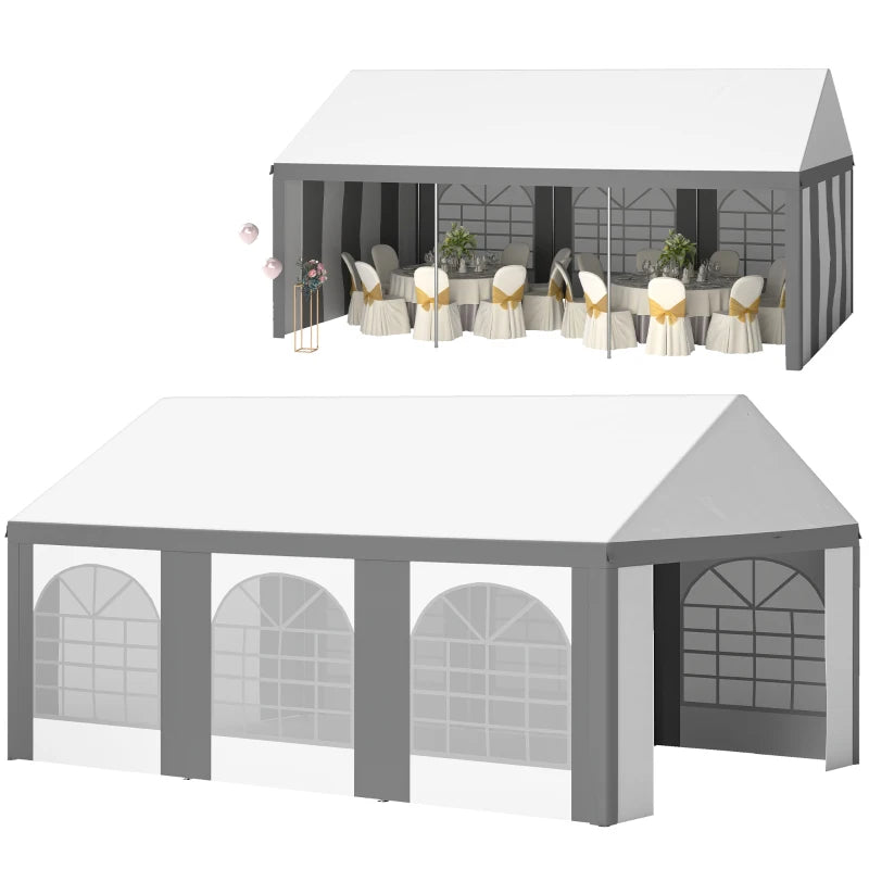 Durable Marquee Gazebo with Multiple Windows and Double Doors for Events 6x4M