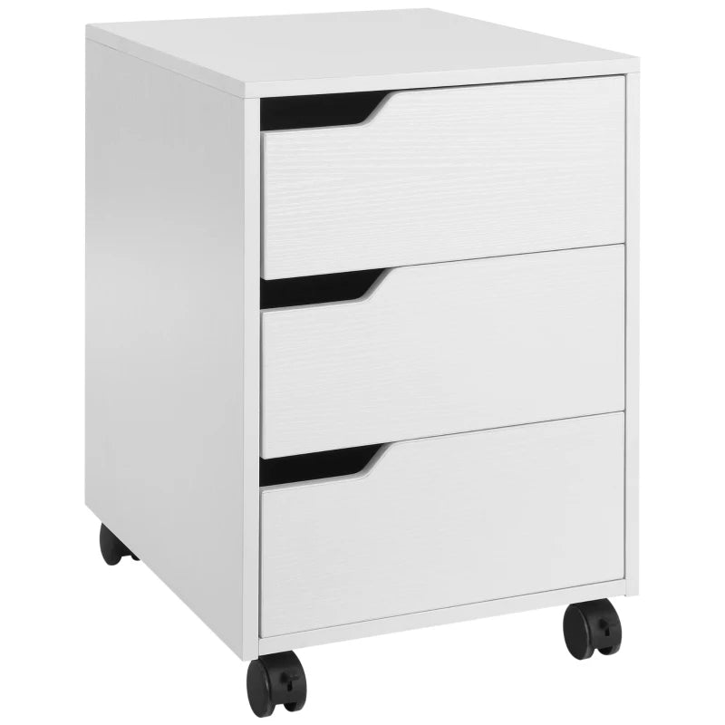 Vertical Filing Cabinet – 3-Drawer Mobile Storage, White Finish