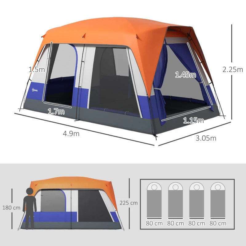 Six-Person Waterproof Camping Tent – Includes Rainfly, Orange