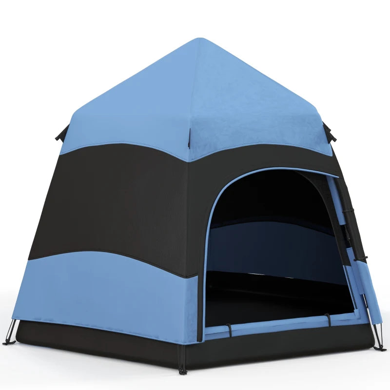 6-Person Tent by Outsunny – Blue & Black, Portable Design