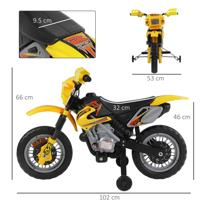Yellow Electric Motorcycle Ride-On Toy for Kids – Battery Operated, Easy to Use