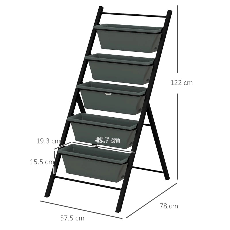 Vertical Garden Planter with 5 Tiers – Outdoor Raised Bed for Flowers and Veggies