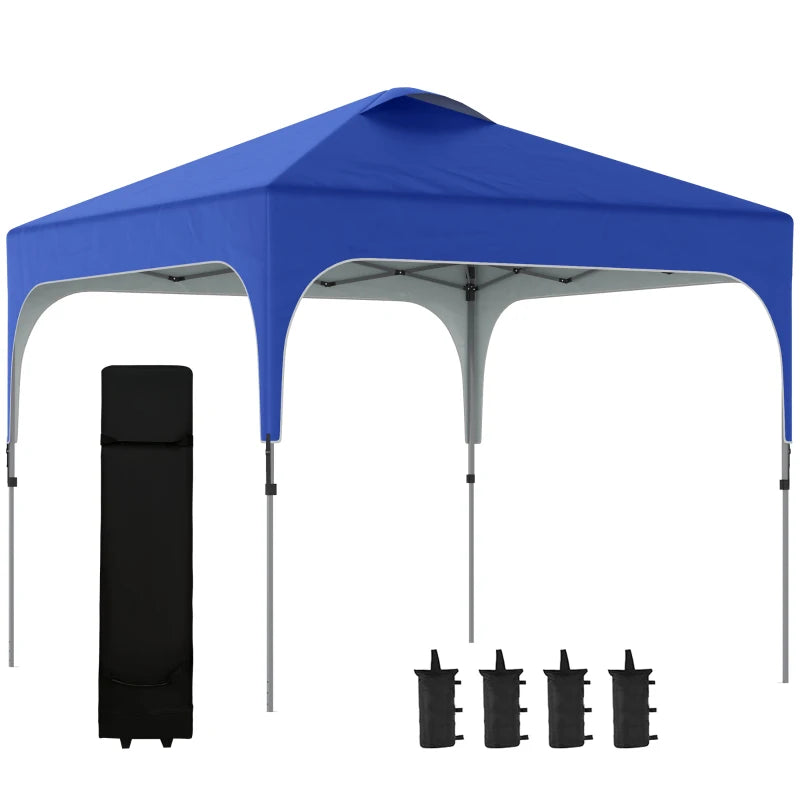 Blue Foldable Pop Up Gazebo Tent with Adjustable Height & Wheeled Carry Bag 3x3M