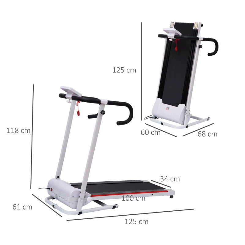 Folding Treadmill – White Walking Pad with Incline & LCD