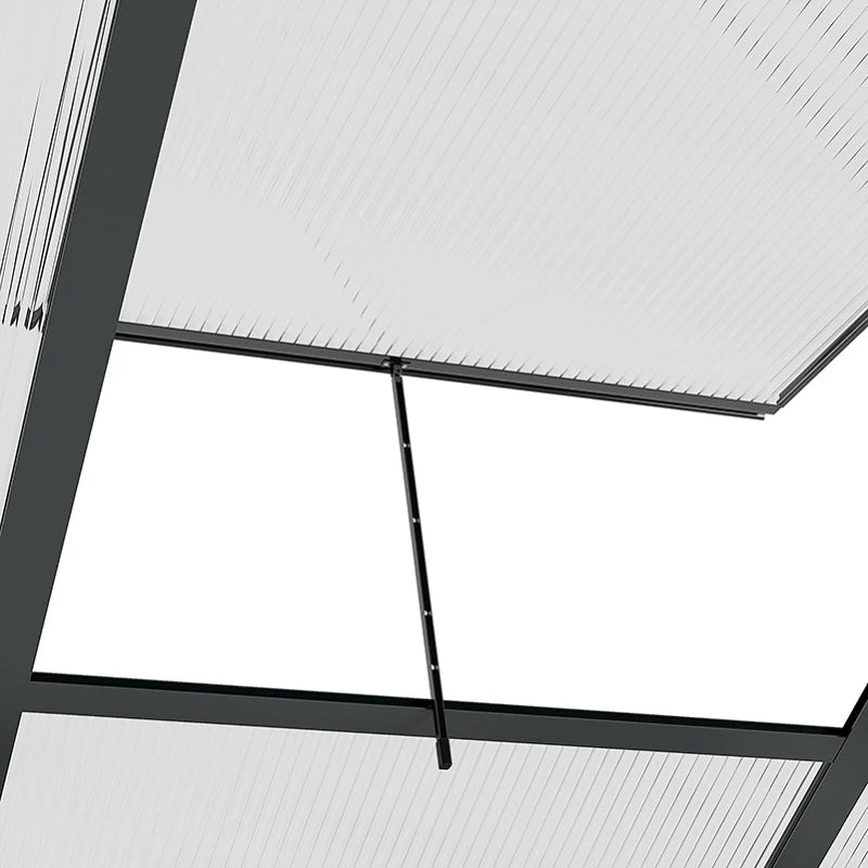 Walk-In Polycarbonate Greenhouse with Sliding Door & Window, 6x6ft Aluminium Frame, Grey