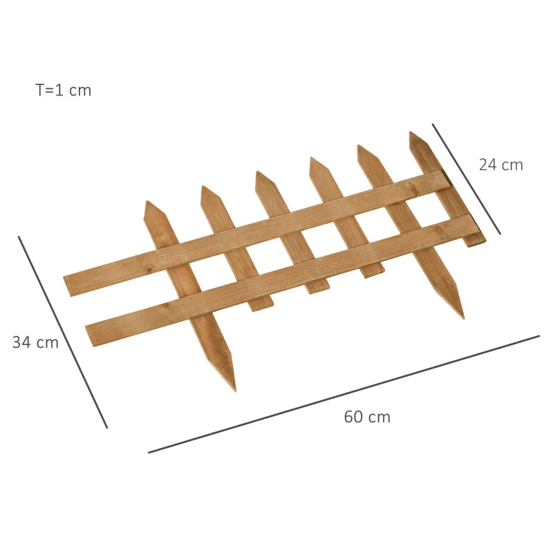 Durable Wooden Garden Border Fences, Set of 24 – Lawn & Flowerbed Edging, Brown