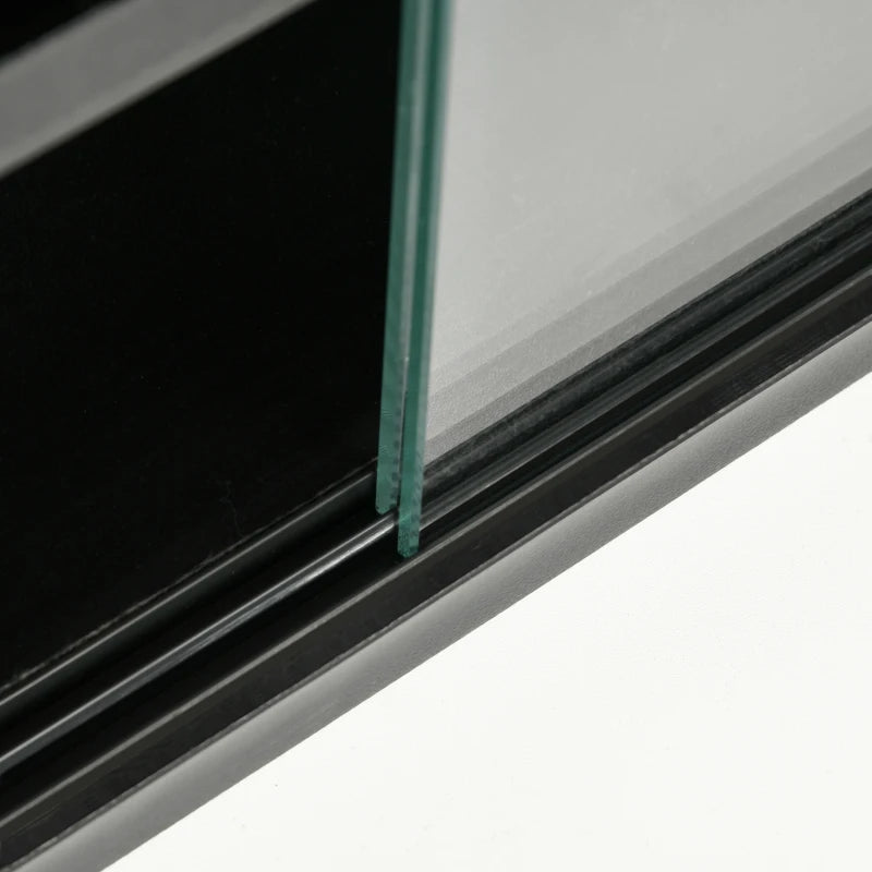 Black Wall Cabinet with Glass Doors, 5-Tier, 60x80cm Display