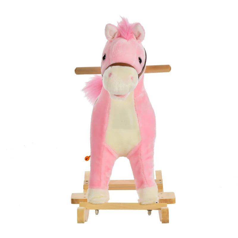 Soft Rocking Horse Ride-On Toy for Kids with Sound Effects and Wagging Tail, Ages 3-6