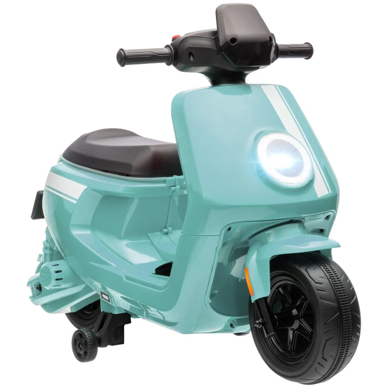 Training Wheels Kids Electric Motorbike, 6V Ride-On with Music & Headlights – Green