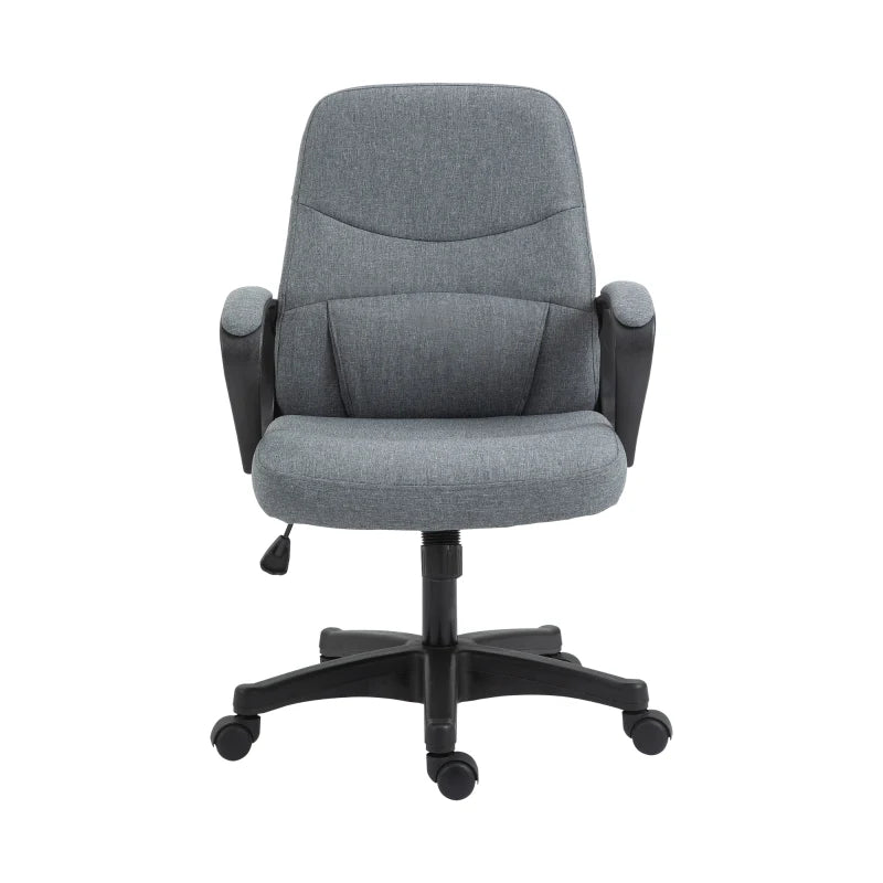 Grey Work Study Chair with Massage Lumbar & Swivel Wheels