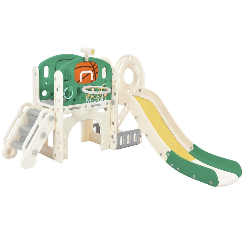 Kids Outdoor Play Equipment Combo with Slide, Tunnel, Ladder & Storage, Easy Assembly
