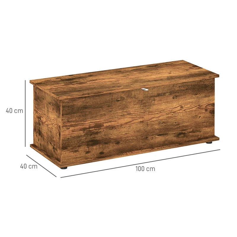 113L Storage Chest with Flip-Top Lid, Safety Hinges, Rustic Brown