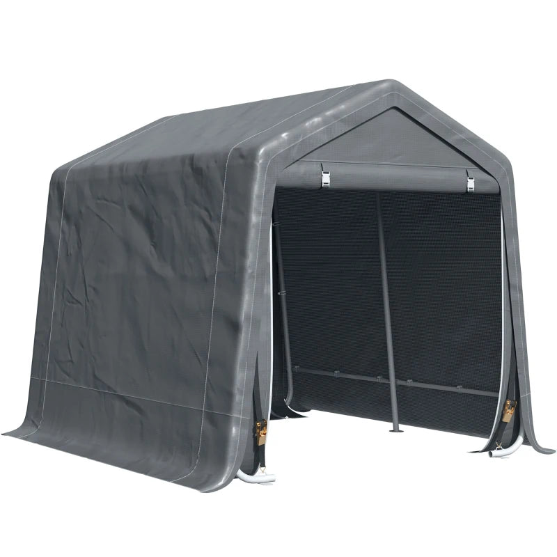 Portable Weatherproof Equipment Shed – Outdoor Storage Solution, Dark Grey, 9x7.5ft