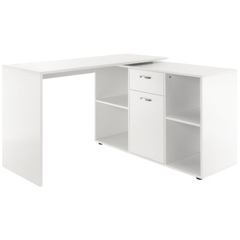 Home Office L-Shaped Desk – Storage Compartments & Laptop Table