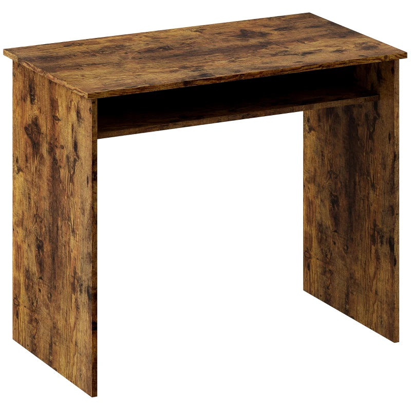 Compact Wood-Effect Desk with Storage Shelf