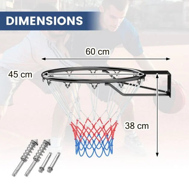 Wall Basketball Hoop with Double Spring and All-Weather Net