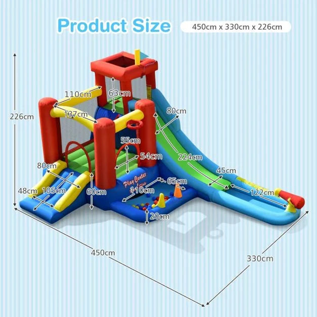 Fun 9-in-1 Inflatable Water Slide and Trampoline – Blower Not Included