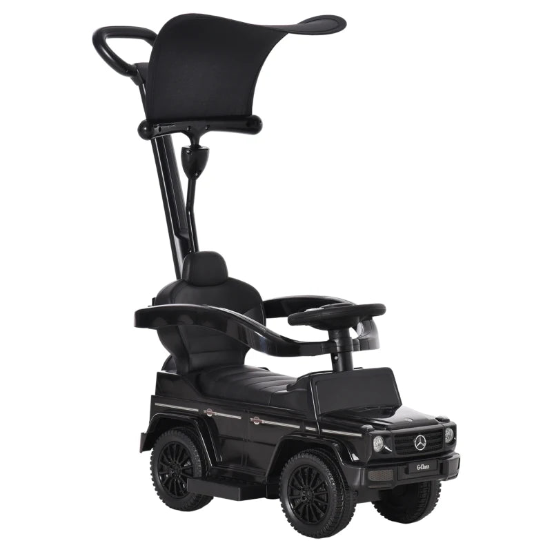 Toddler Foot-to-Floor Push Car and Walker with Horn and Steering Wheel – Manual, Black