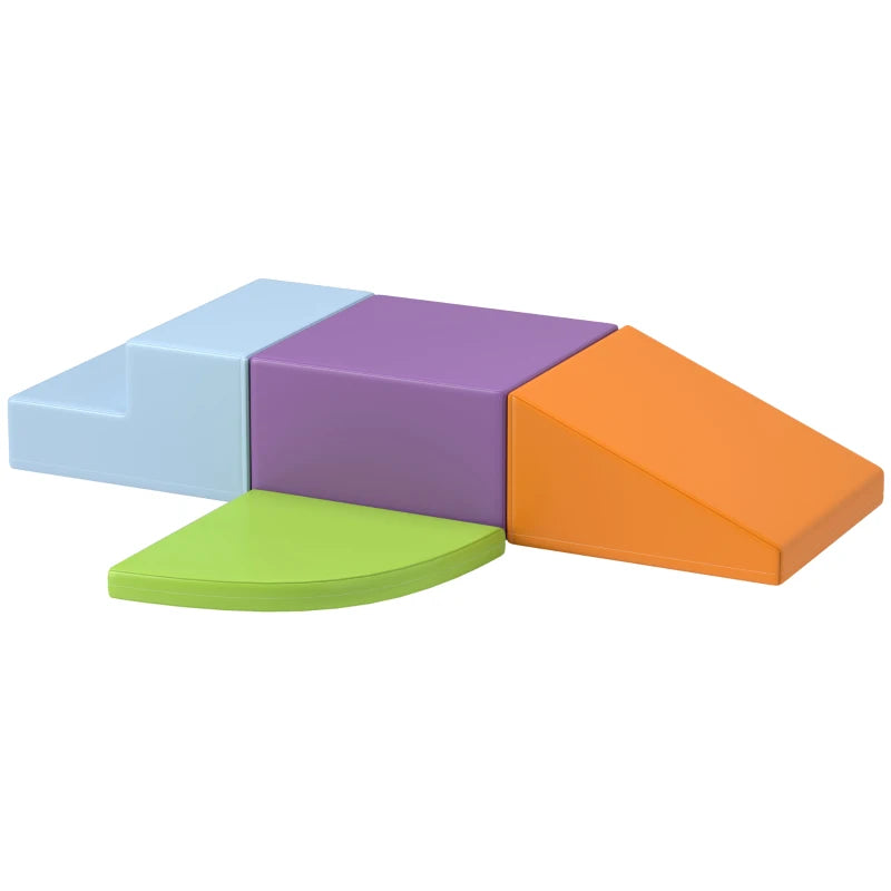 4-Piece Toddler Foam Play Set – Climb and Crawl Orange Ramp and Stairs Activity Toy