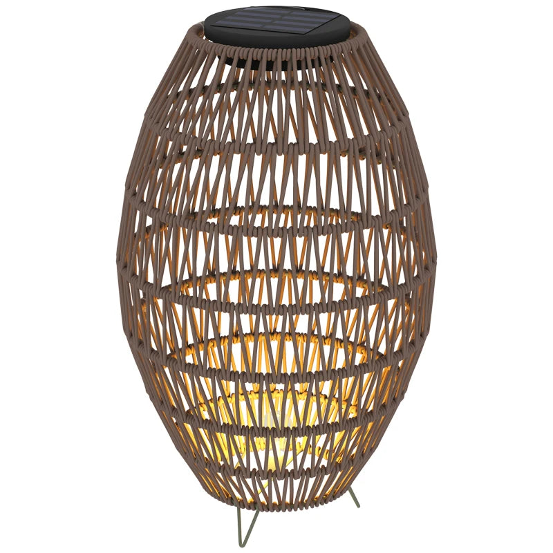 Rattan Solar Garden Lantern with Auto On/Off – Weatherproof Outdoor Decorative Light