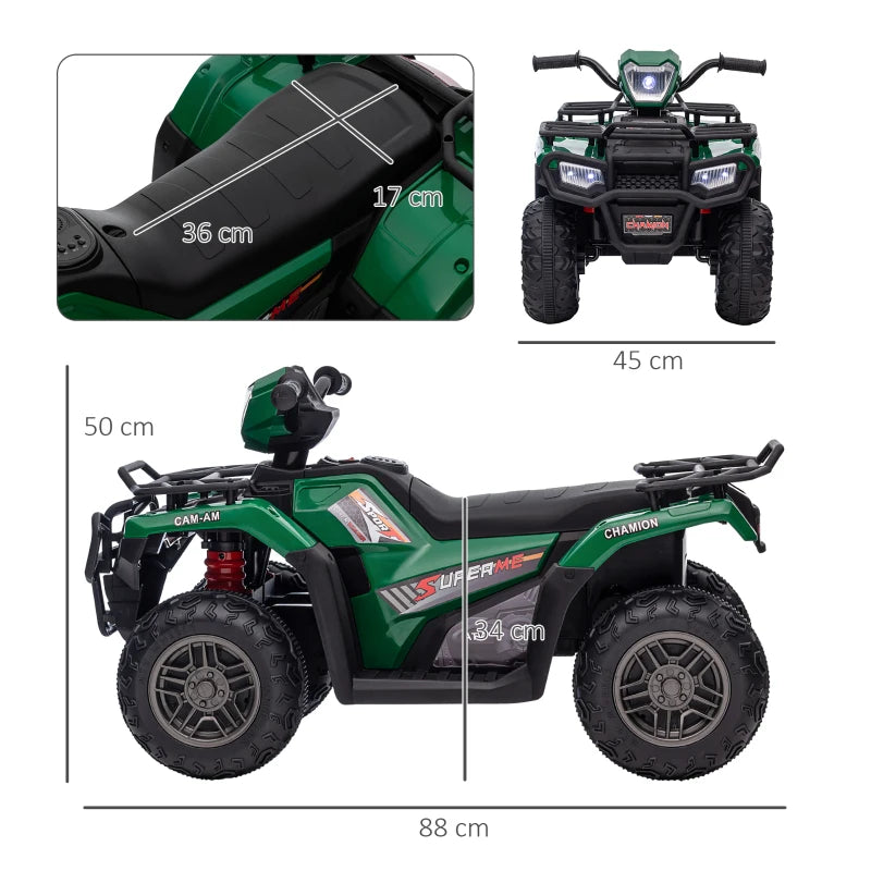 Ride-On 12V Kids Quad Bike ATV with Music, LED Lights, Forward & Reverse – Ages 3-5