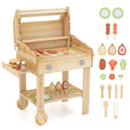 Kids Wooden BBQ Grill Toy Set with Play Food and Accessories