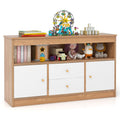 Wooden Kids Storage Chest with Open Shelf for Toys and Books