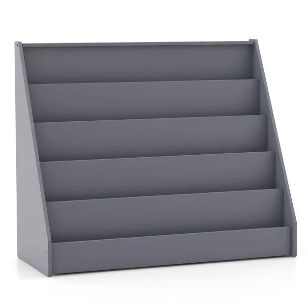 Toddler 5-Tier Wooden Bookshelf with Extra-Deep Compartments