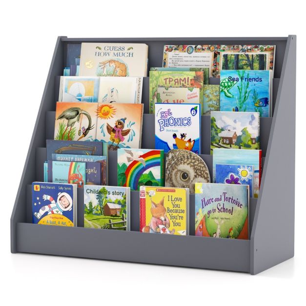 Toddler 5-Tier Wooden Bookshelf with Extra-Deep Compartments