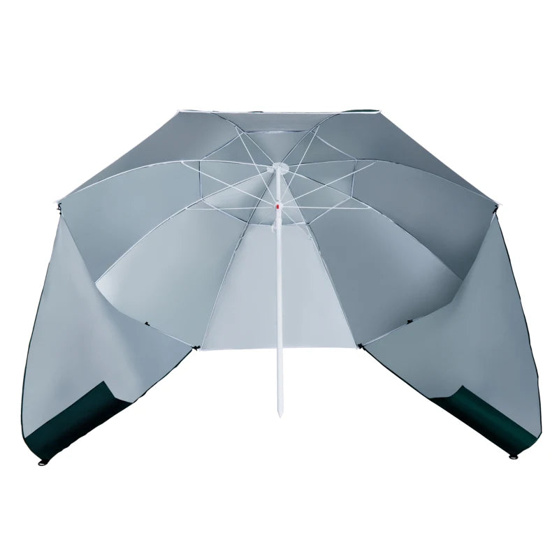 Beach & Fishing Umbrella Shelter with UV Protection and Side Panel Tent – Green, 2m