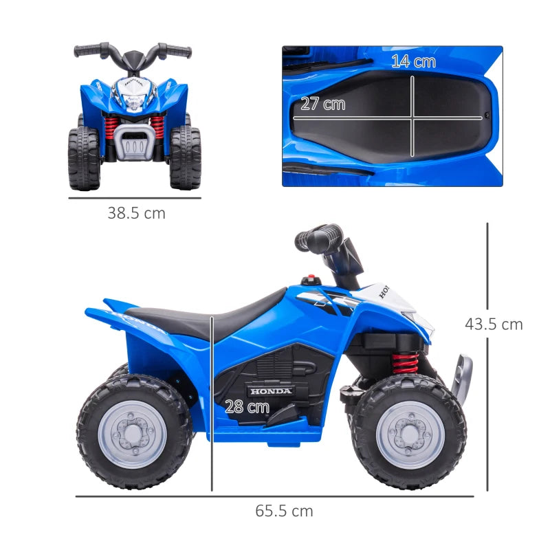 Blue 6V Electric Quad Bike for Toddlers, Honda Licensed ATV Ride-On, Ages 1.5-3