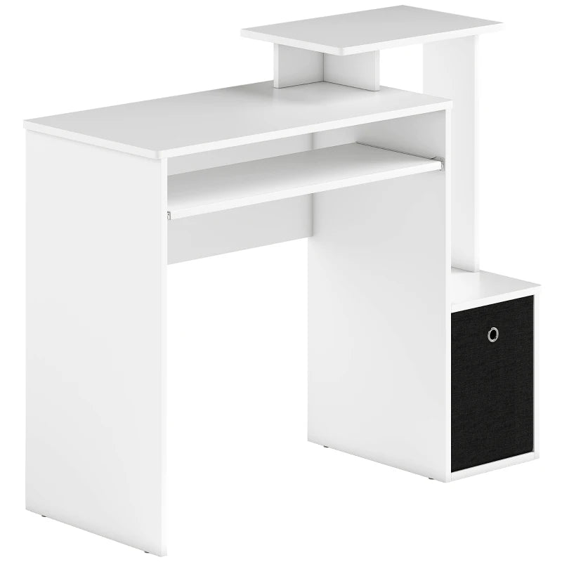 Home Office Desk with Keyboard Tray & Drawer - White